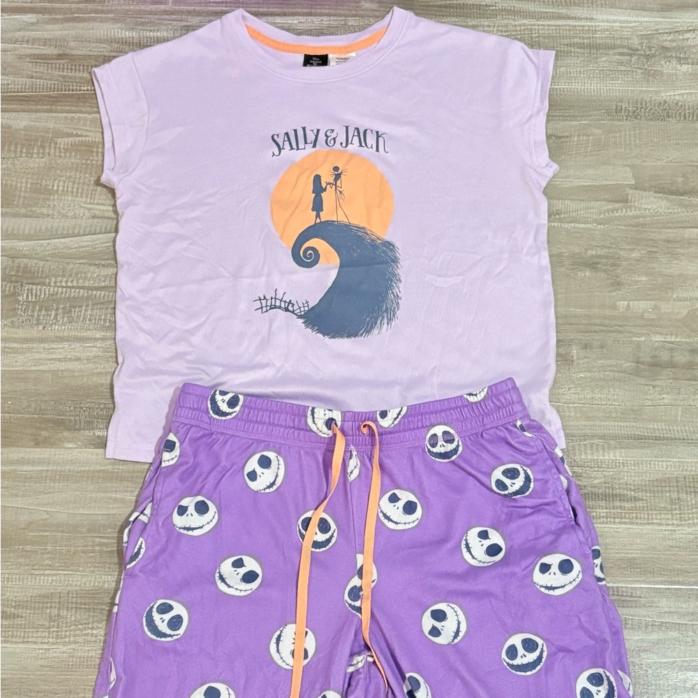! NEW! Nightmare Before Christmas Sally & Jack Purple Pajamas Set